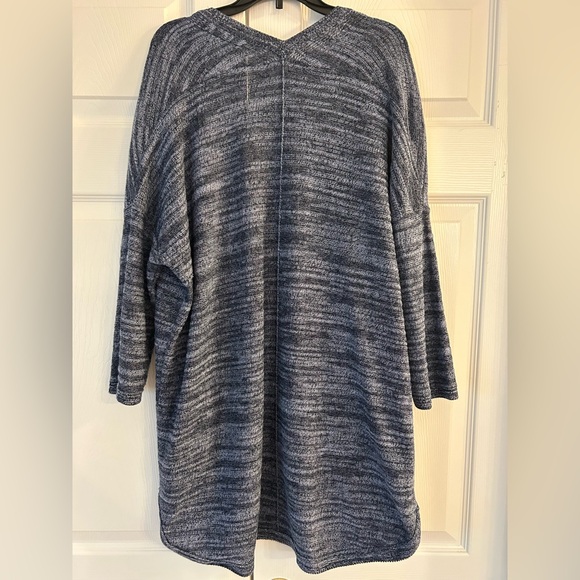 J.Jill Purejill Women’s Blue Striped Open Knit Linen Cardigan Sweater Sz PM - Picture 2 of 8